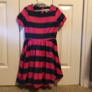 Adorable hot pink and navy striped  dress
